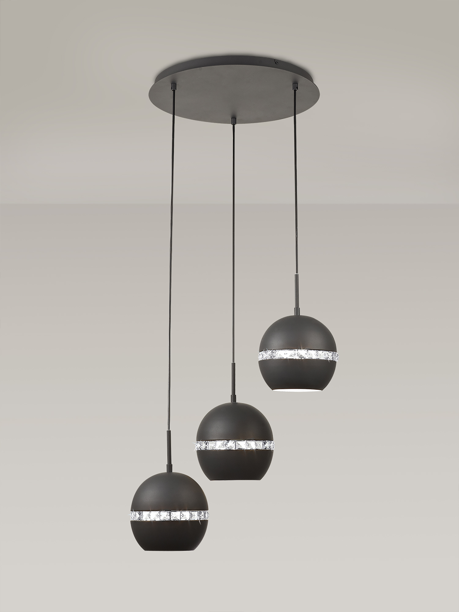 Andrea Graphite Crystal Ceiling Lights Diyas Multiple Crystal Pendants